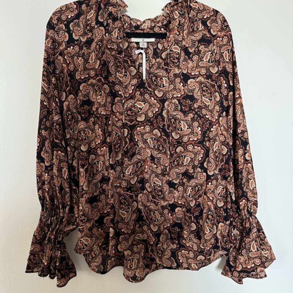 Nili Lotan x Target Flowy Paisley Sheer Long Sleeve Blouse